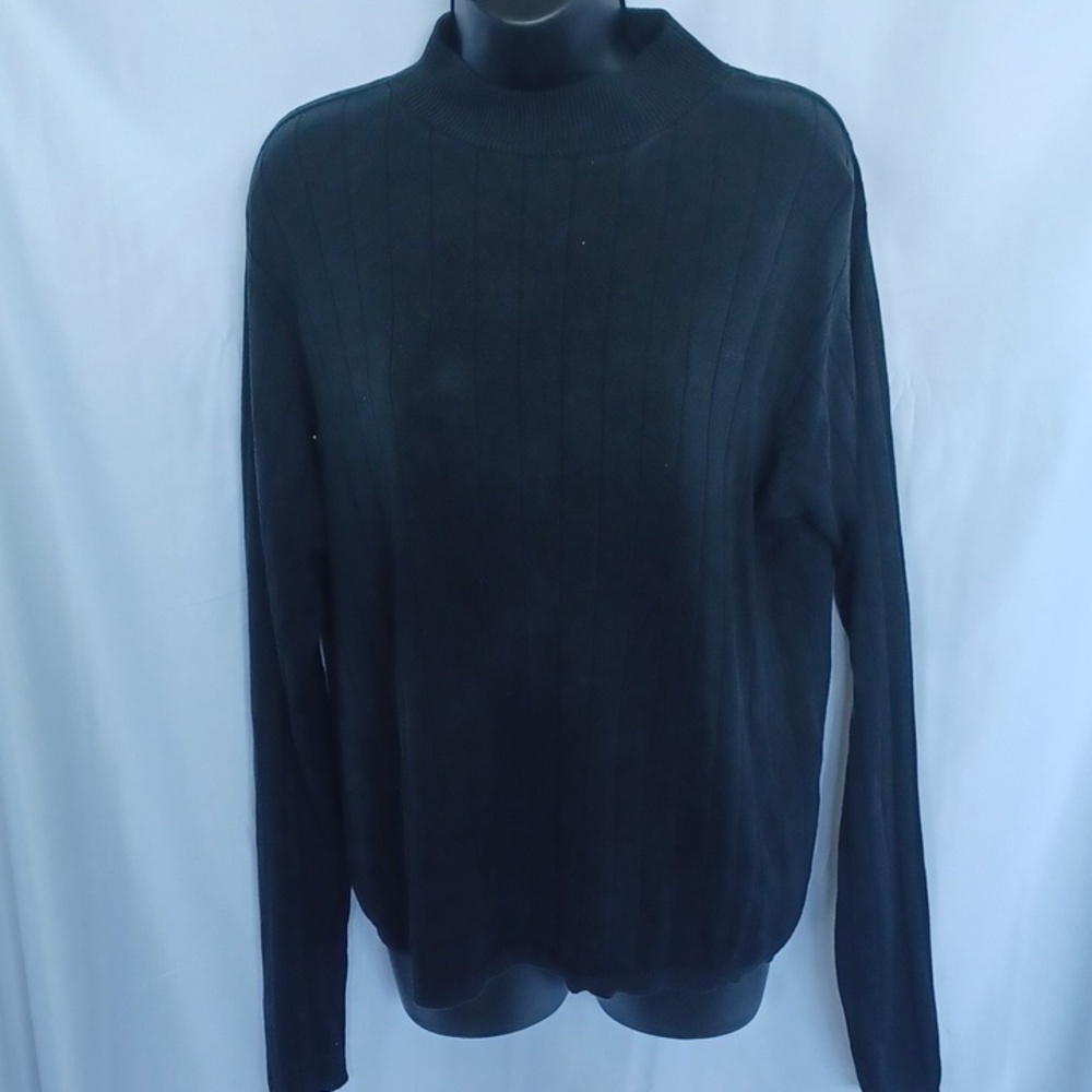 Windridge Black 100% Silk Knit mock turtleneck Sweater